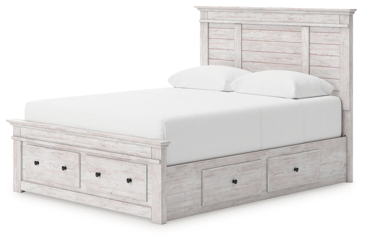 Makidern Whitewash Queen Panel Storage Bed - PCB1171B10
