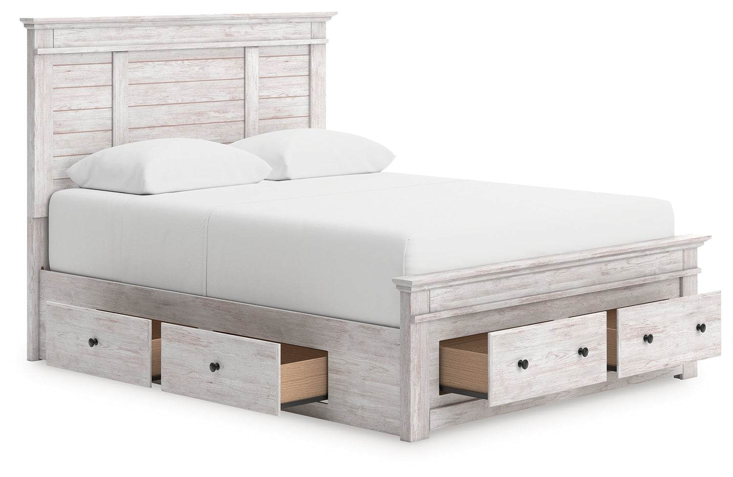 Makidern Whitewash Queen Panel Storage Bed - PCB1171B10