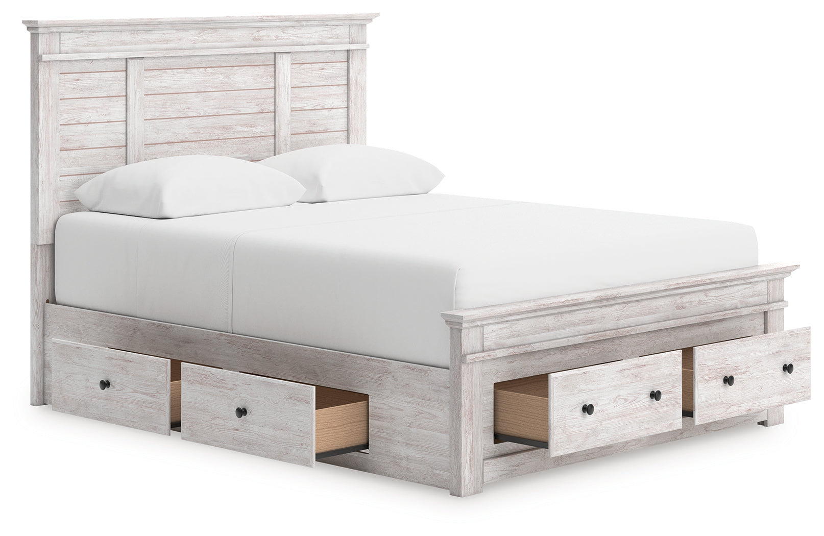 Makidern Whitewash Queen Panel Storage Bed - PCB1171B10