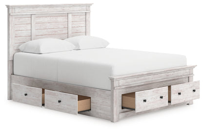 Makidern Whitewash Queen Panel Storage Bed - PCB1171B10