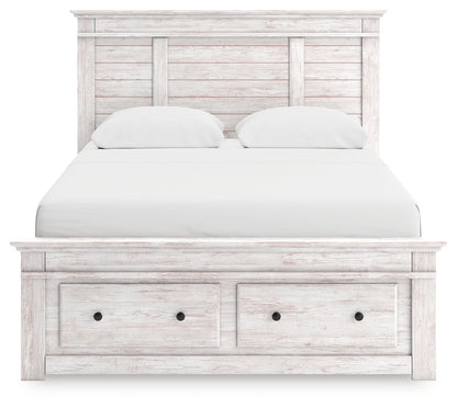 Makidern Whitewash Queen Panel Storage Bed - PCB1171B10
