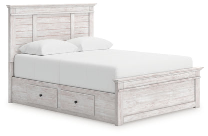 Makidern Whitewash Queen Panel Storage Bed - PCB1171B16