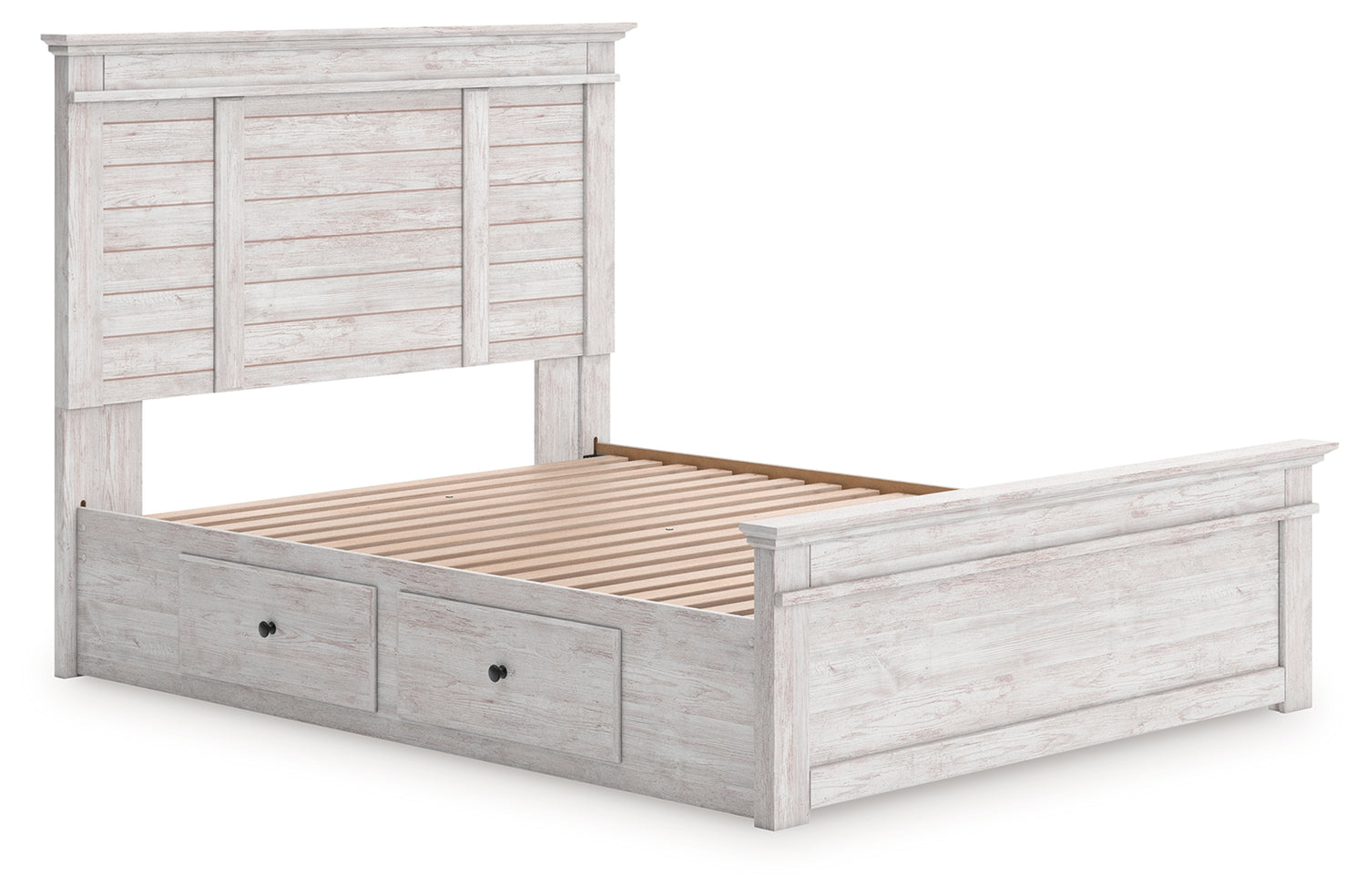Makidern Whitewash Queen Panel Storage Bed - PCB1171B16