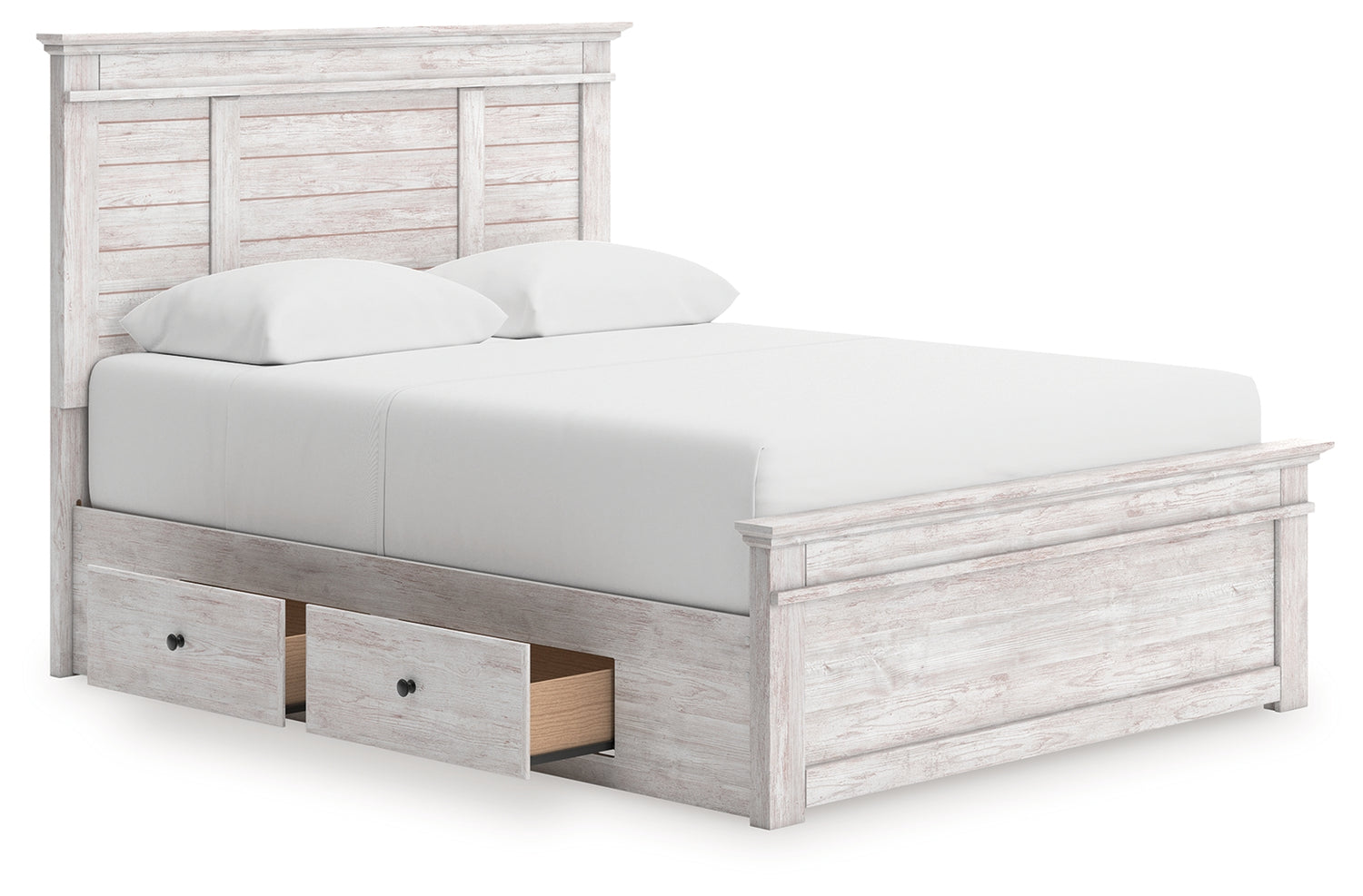 Makidern Whitewash Queen Panel Storage Bed - PCB1171B16