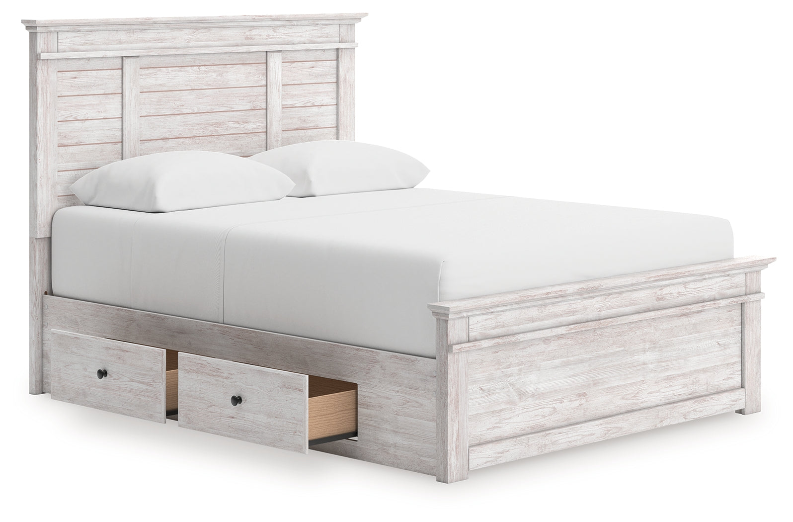 Makidern Whitewash Queen Panel Storage Bed - PCB1171B16