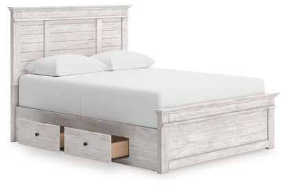 Makidern Whitewash Queen Panel Storage Bed - PCB1171B16