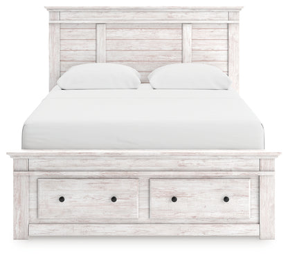 Makidern Whitewash Queen Panel Storage Bed - PCB1171B4