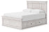 Makidern Whitewash Queen Panel Storage Bed - PCB1171B7