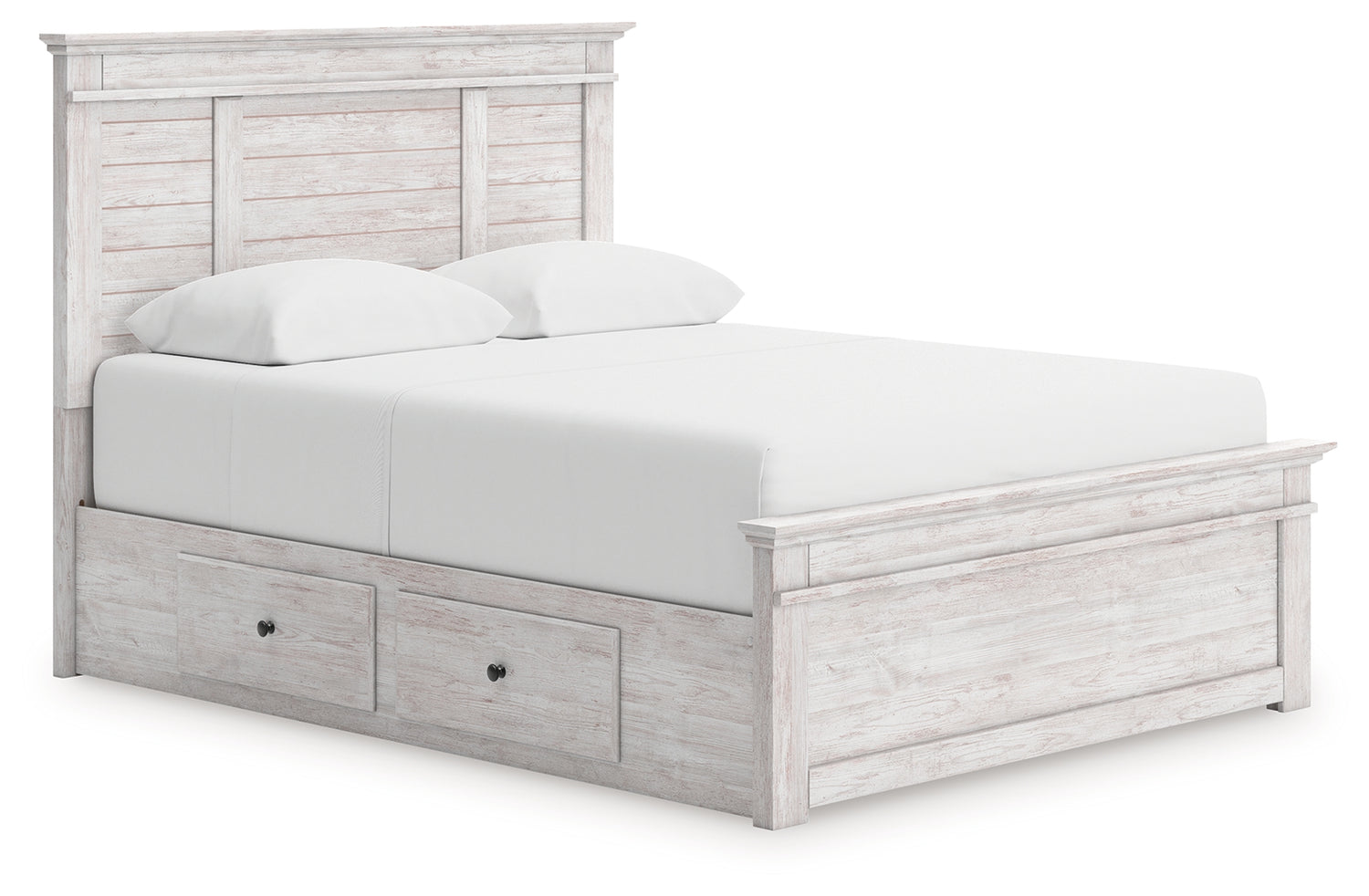 Makidern Whitewash Queen Panel Storage Bed - PCB1171B7