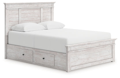 Makidern Whitewash Queen Panel Storage Bed - PCB1171B7