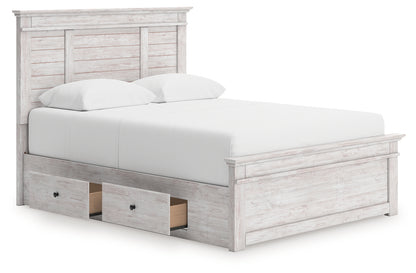 Makidern Whitewash Queen Panel Storage Bed - PCB1171B7