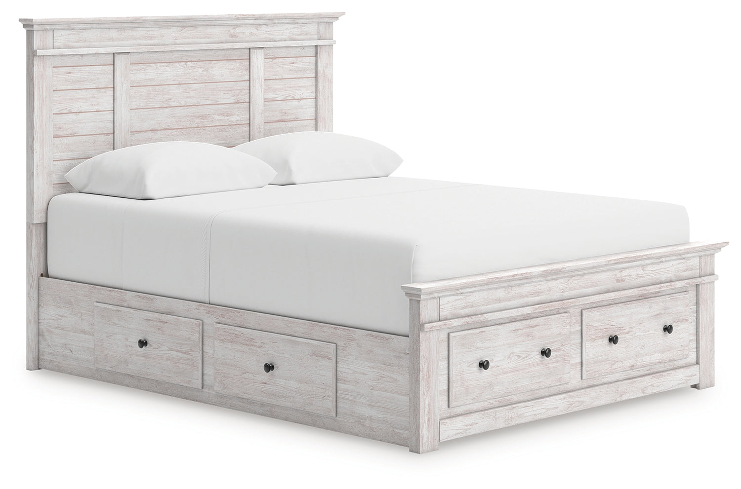 Makidern Whitewash Queen Panel Storage Bed - PCB1171B9