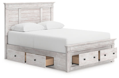 Makidern Whitewash Queen Panel Storage Bed - PCB1171B9
