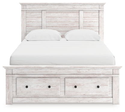 Makidern Whitewash Queen Panel Storage Bed - PCB1171B9