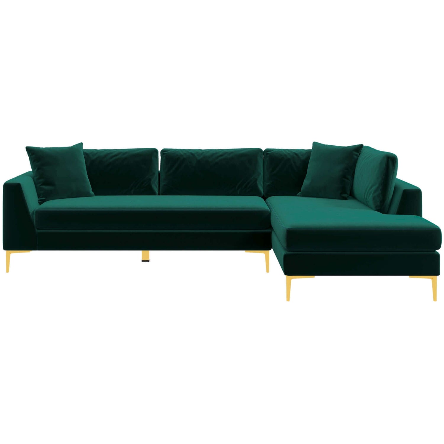 Mano  L-Shaped Velvet Sectional Sofa In Green Right Facing - SEC02101602
