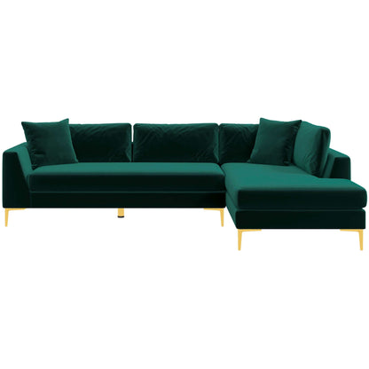 Mano  L-Shaped Velvet Sectional Sofa In Green Right Facing - SEC02101602