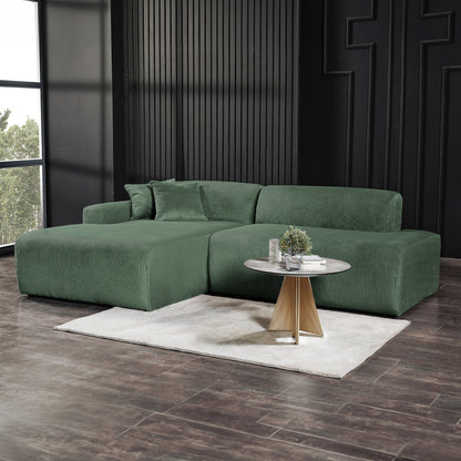 Mar Sectional Green Velvet Sofa (Left Facing) - SEC01600803
