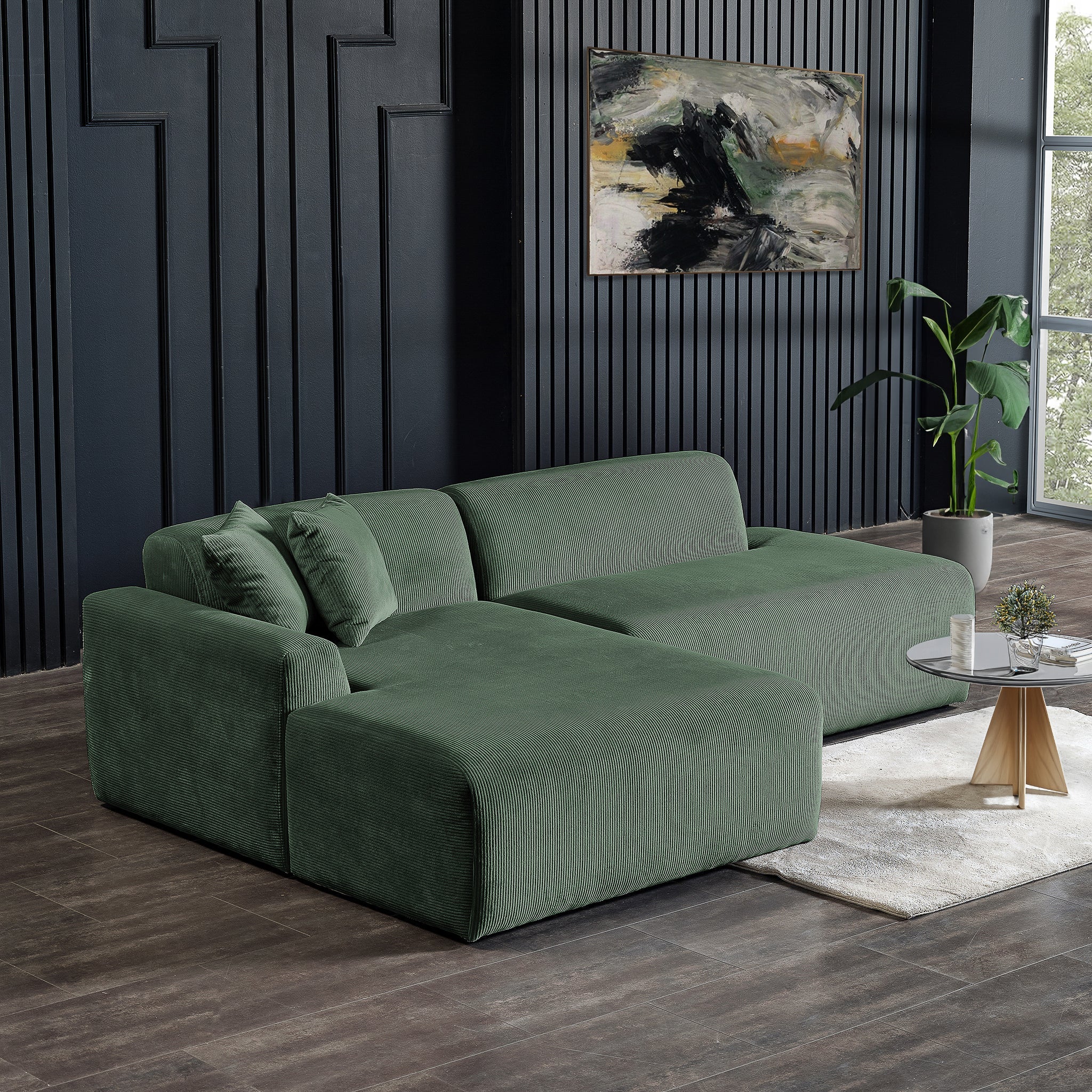 Mar Sectional Green Velvet Sofa (Left Facing) - SEC01600803