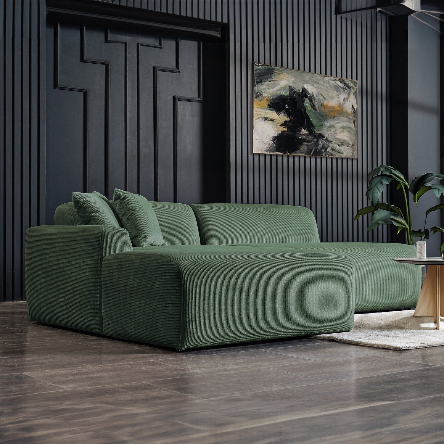 Mar Sectional Green Velvet Sofa (Left Facing) - SEC01600803