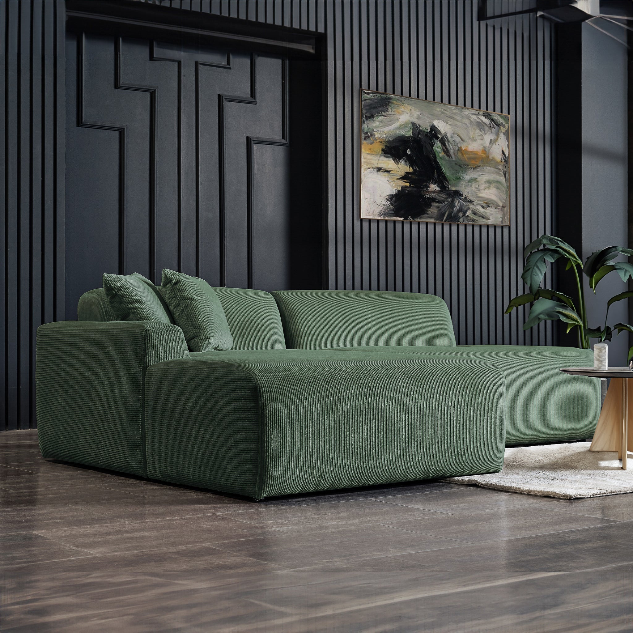 Mar Sectional Green Velvet Sofa (Left Facing) - SEC01600803