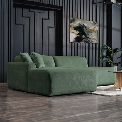 Mar Sectional Green Velvet Sofa (Left Facing) - SEC01600803