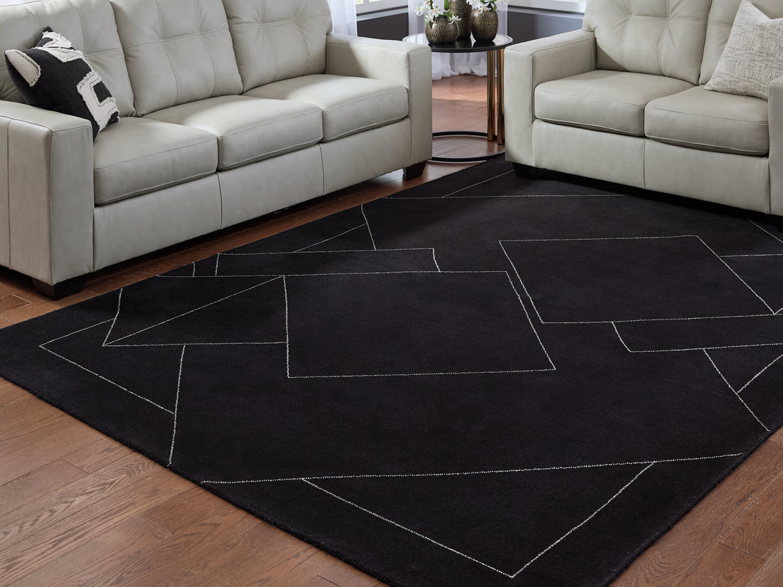 Marav Black/White Large Rug - R407531