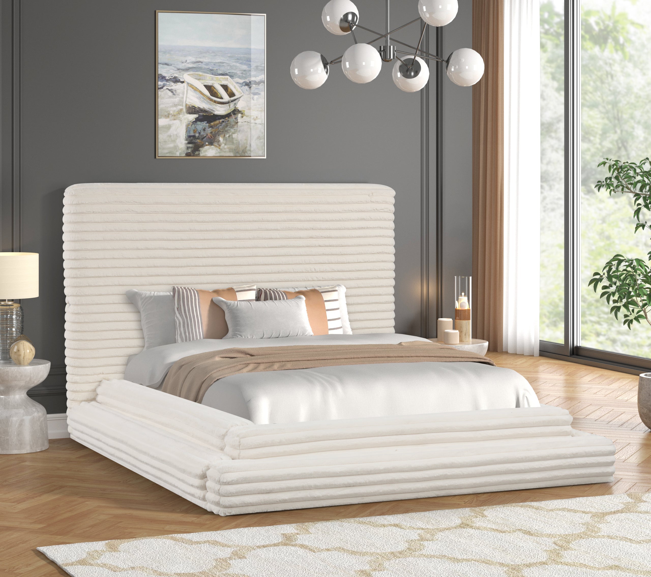 Mariah Beige Platform Bed - Queen, King *KING - MARIAH BEIGE KING