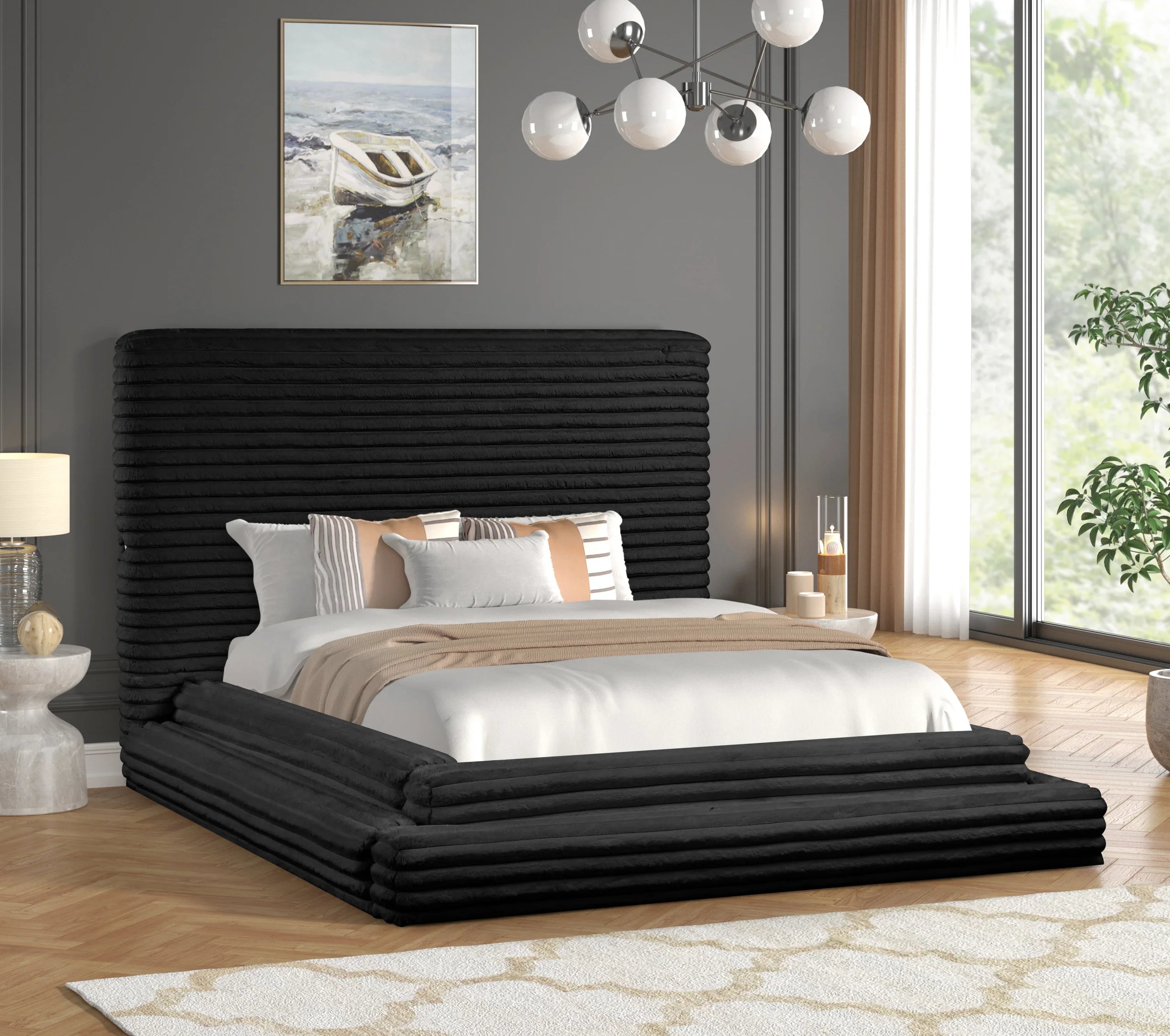 Mariah Black Platform Bed - Queen, King *QUEEN - MARIAH BLACK QUEEN