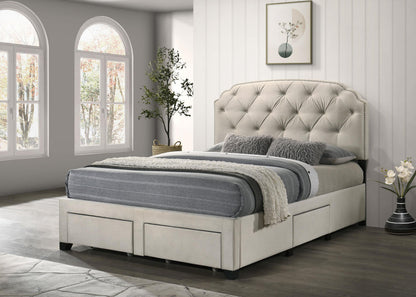 Marianna 4-drawer Upholstered Full Storage Bed Cream - 316011F
