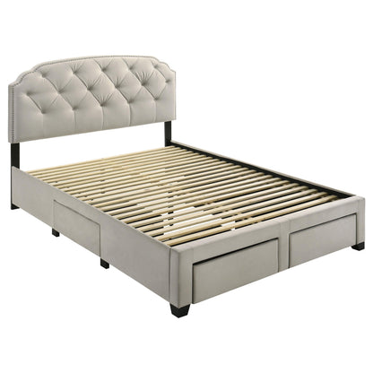 Marianna 4-drawer Upholstered Queen Storage Bed Cream - 316011Q