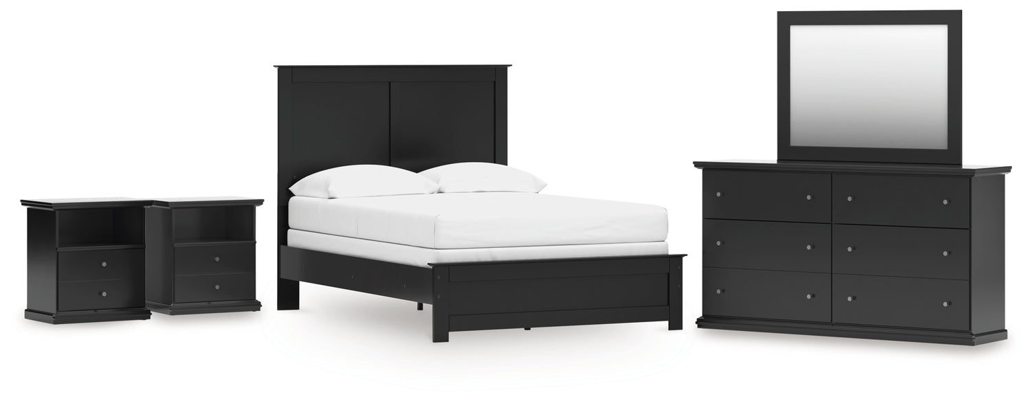 Maribel Full Panel Bed with Dresser, Mirror and 2 Nightstands - B138B77