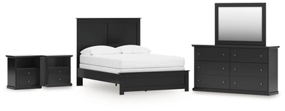 Maribel Full Panel Bed with Dresser, Mirror and 2 Nightstands - B138B77