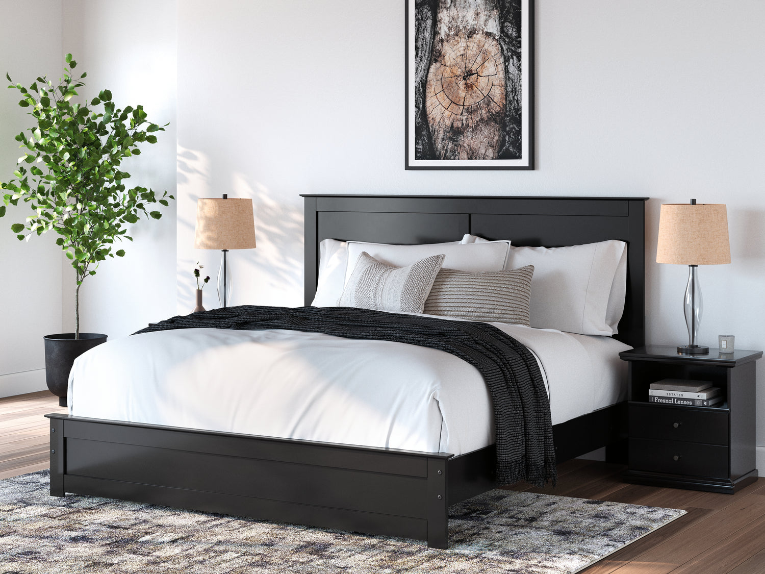 Maribel King Panel Bed, Dresser, Mirror and 2 Nightstands - B138B70