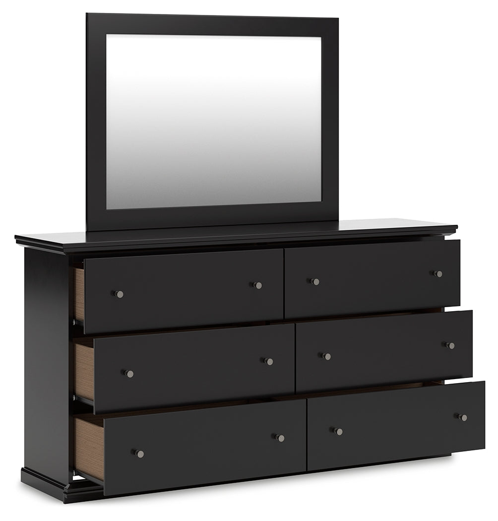 Maribel King Panel Bed, Dresser, Mirror and 2 Nightstands - B138B70