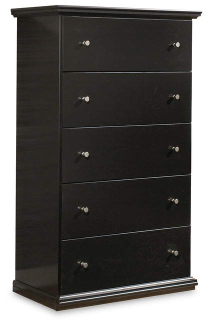 Maribel King Panel Bed, Dresser, Mirror, Chest, and 2 Nightstands - B138B63