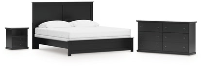 Maribel King Panel Bed with Dresser and Nightstand in Black from Ashley - Luna Furniture