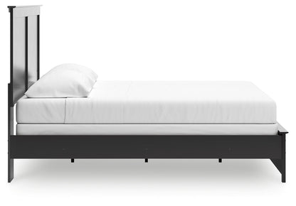 Maribel King Panel Bed with Mirrored Dresser and Nightstand in Black - PKG021550