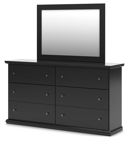 Maribel King Panel Bed with Mirrored Dresser and Nightstand in Black - PKG021550