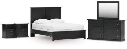 Maribel Queen Panel Bed with Dresser, Mirror and 2 Nightstands - B138B74