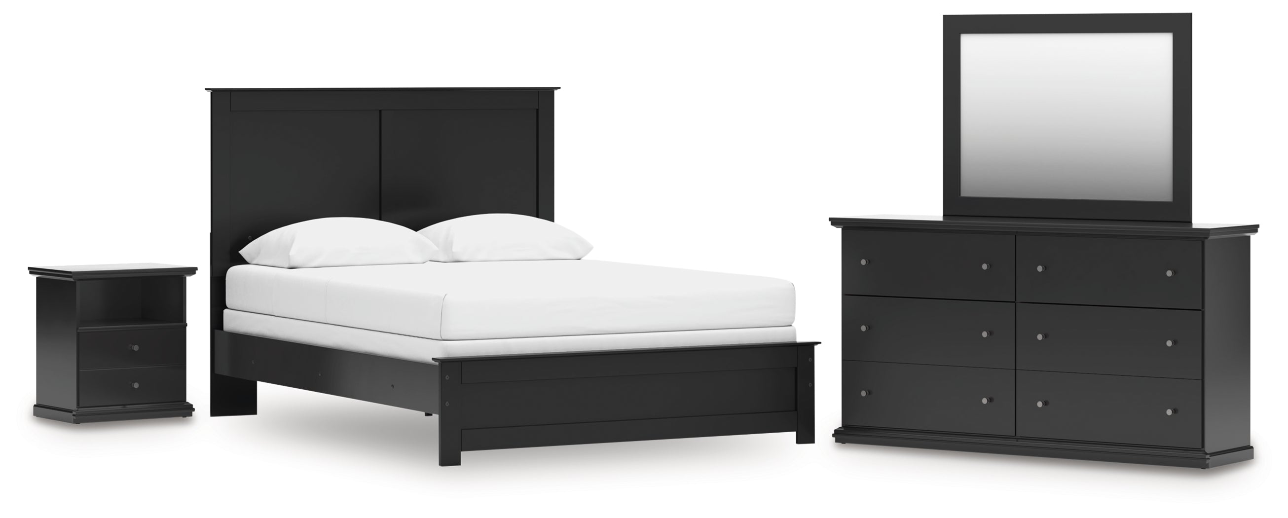 Maribel Queen Panel Bed with Dresser, Mirror and Nightstand - B138B73