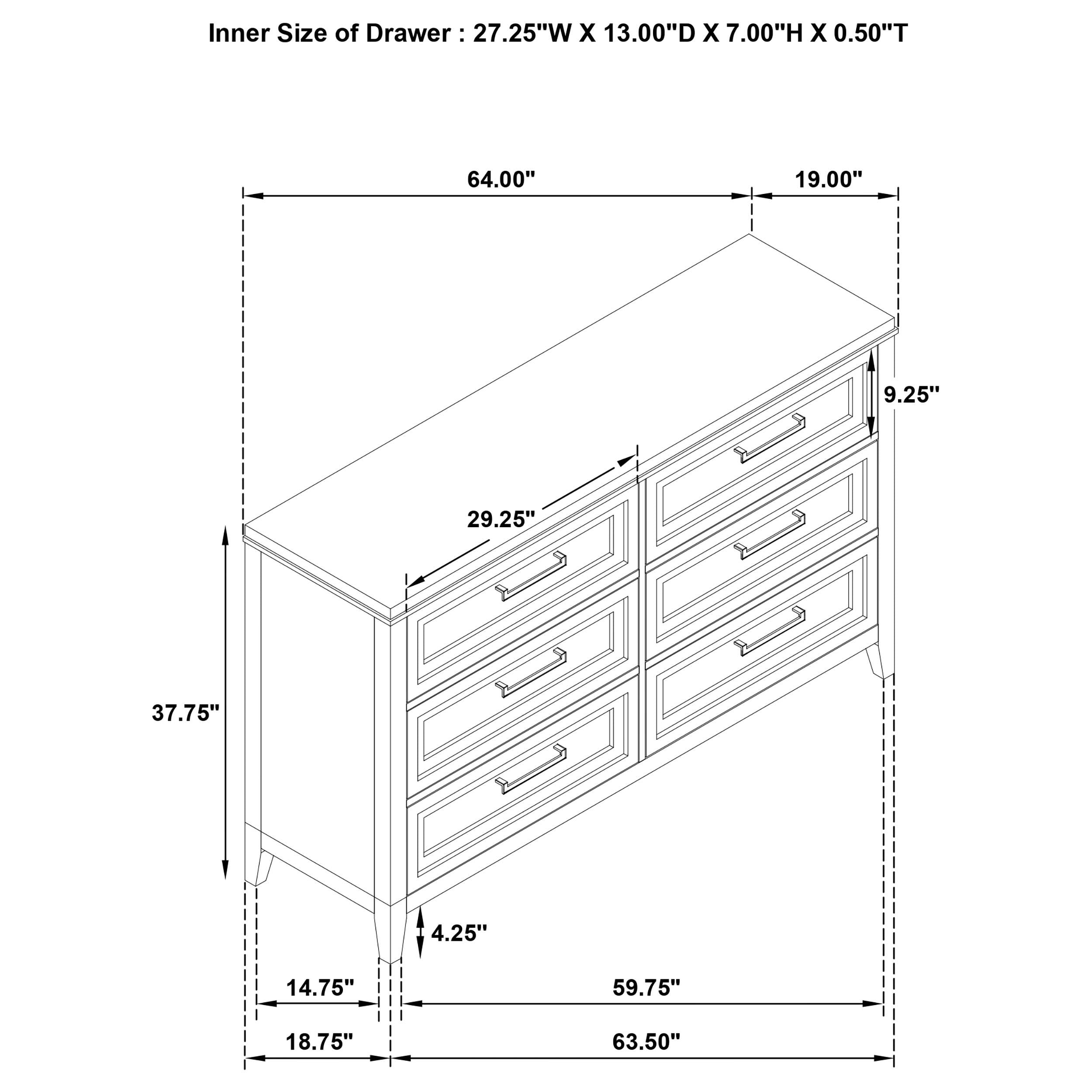 Marielle 6-drawer Bedroom Dresser Distressed White - 224843