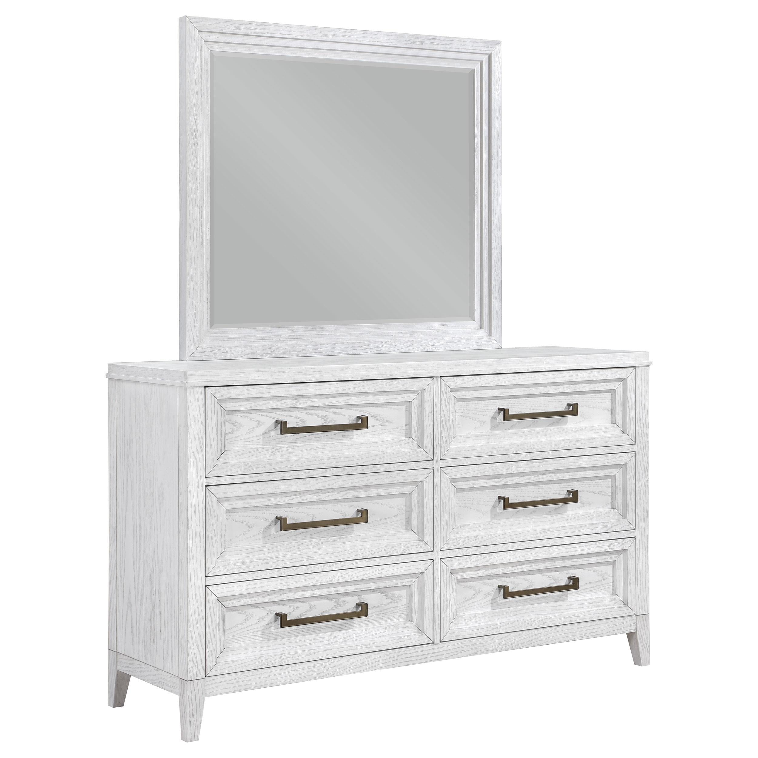 Marielle 6-drawer Dresser with Mirror Distressed White - 224843M