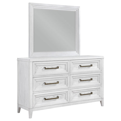 Marielle 6-drawer Dresser with Mirror Distressed White - 224843M