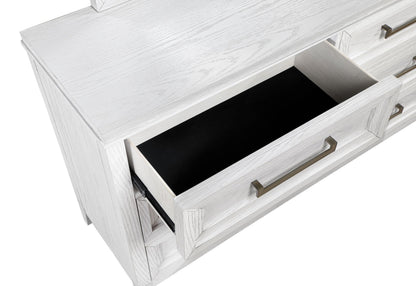 Marielle 6-drawer Dresser with Mirror Distressed White - 224843M