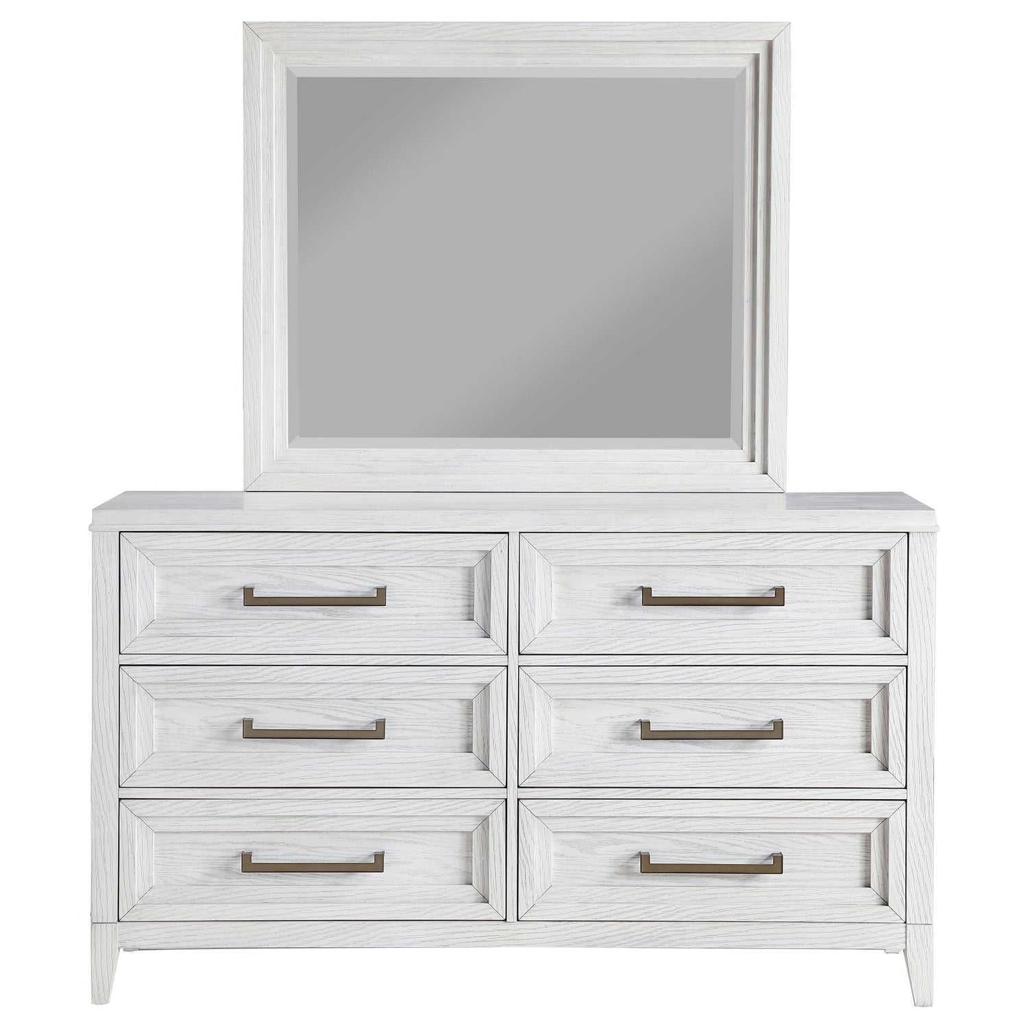 Marielle 6-drawer Dresser with Mirror Distressed White - 224843M