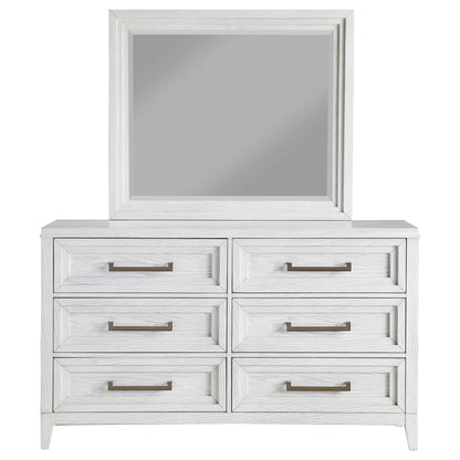 Marielle 6-drawer Dresser with Mirror Distressed White - 224843M