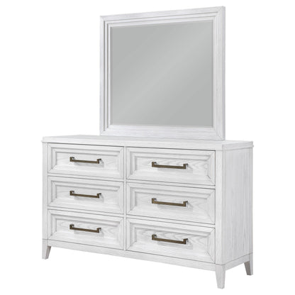 Marielle 6-drawer Dresser with Mirror Distressed White - 224843M