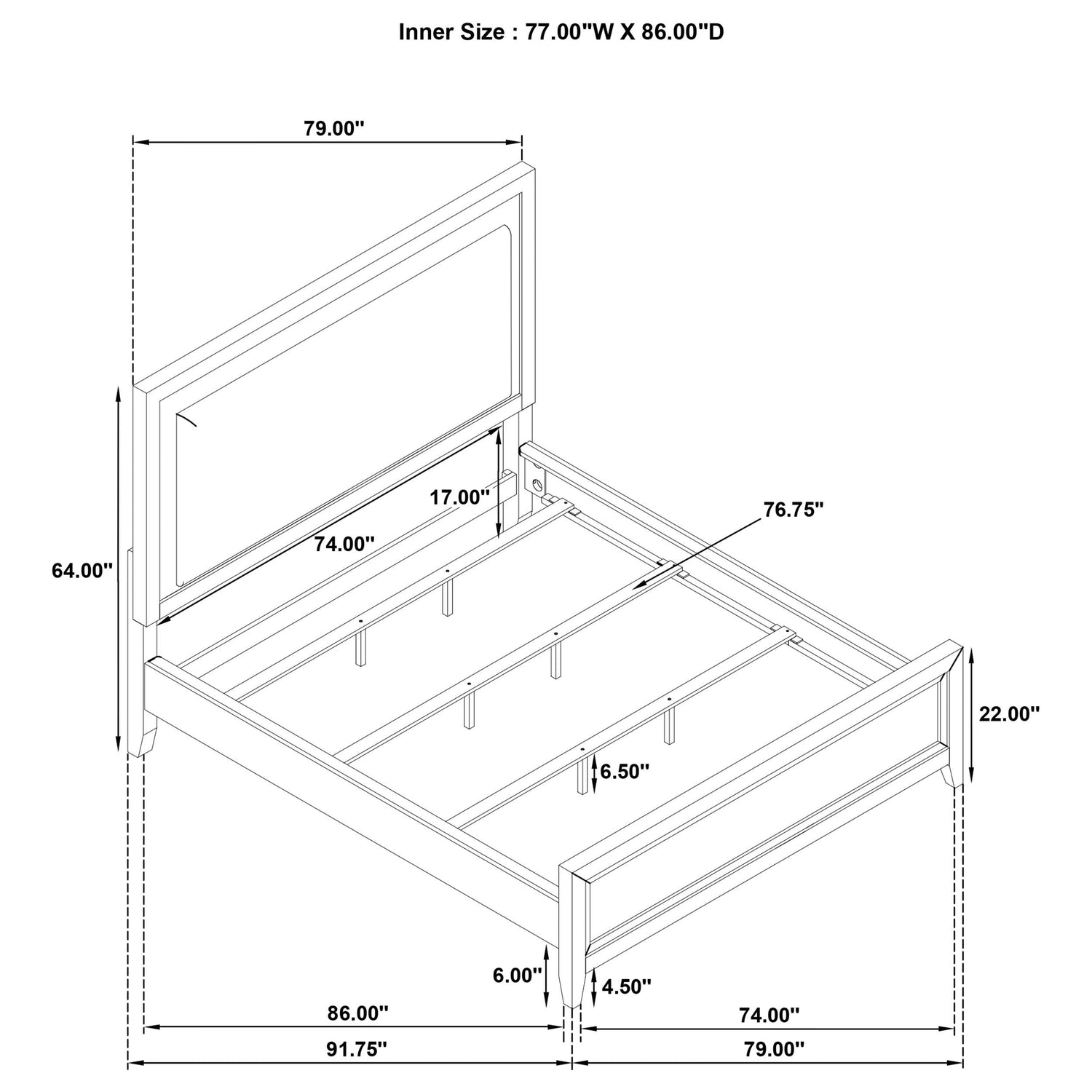 Marielle California King LED Panel Bed Distressed White - 224841KW