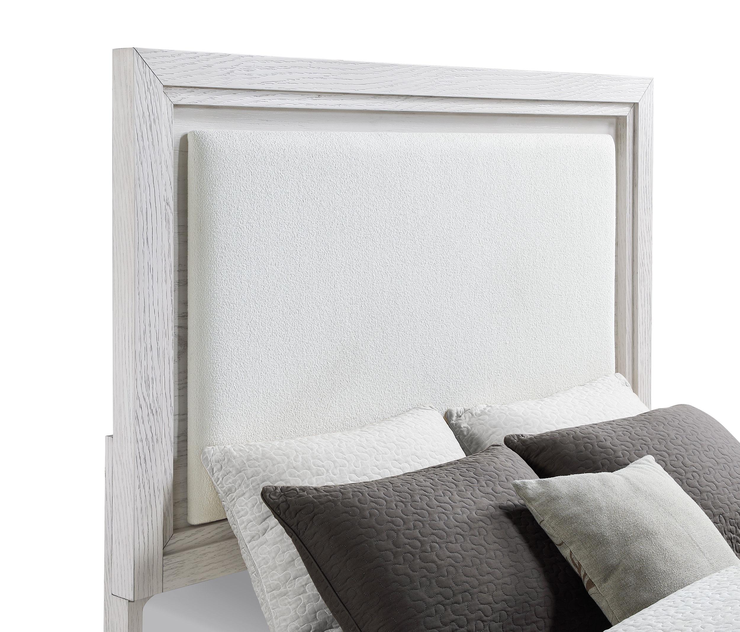 Marielle Eastern King LED Panel Bed Distressed White - 224841KE