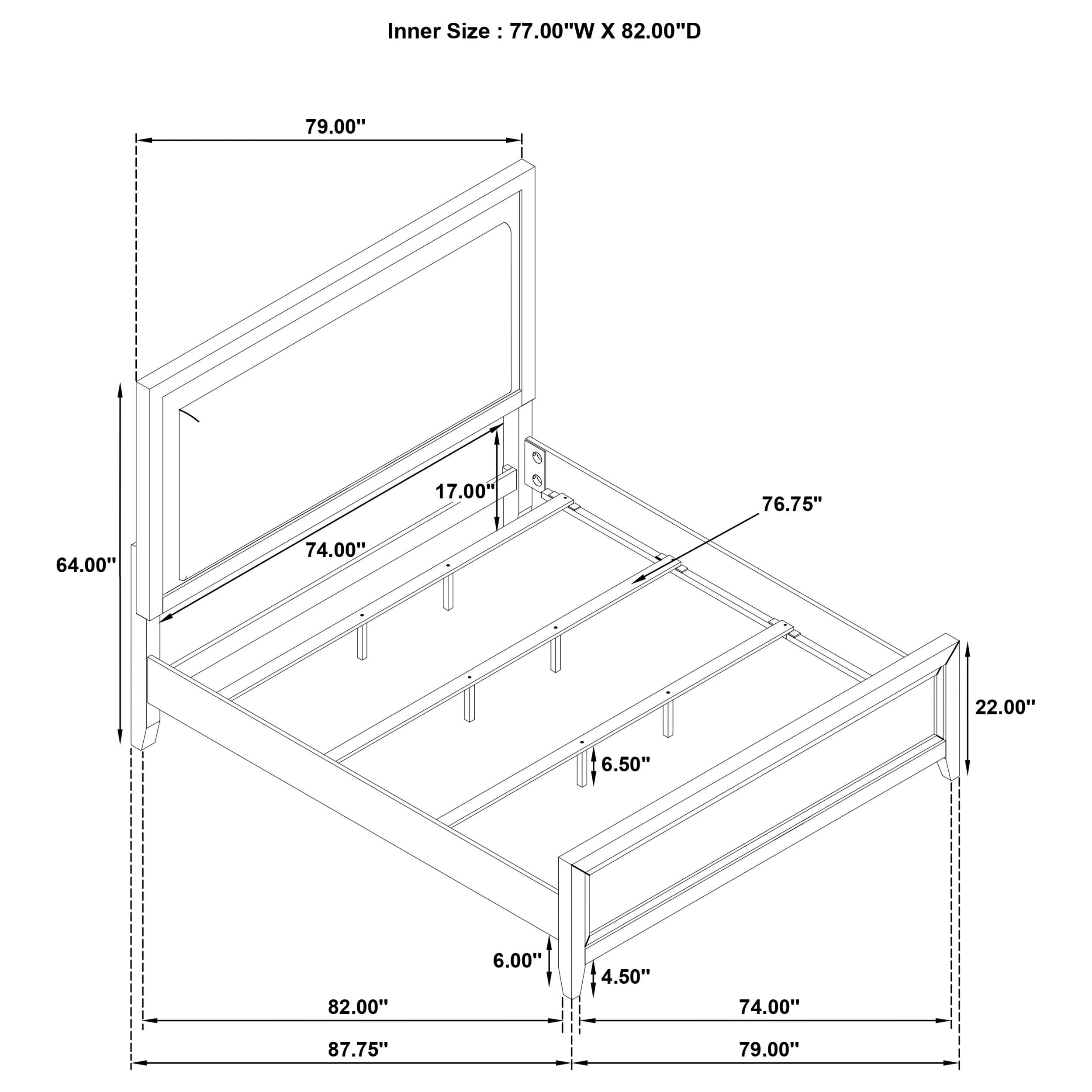 Marielle Eastern King LED Panel Bed Distressed White - 224841KE